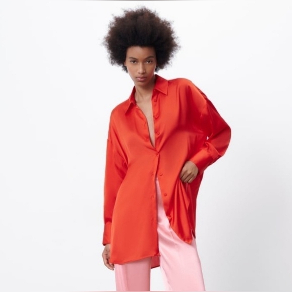 Zara Red Button Down Shirt